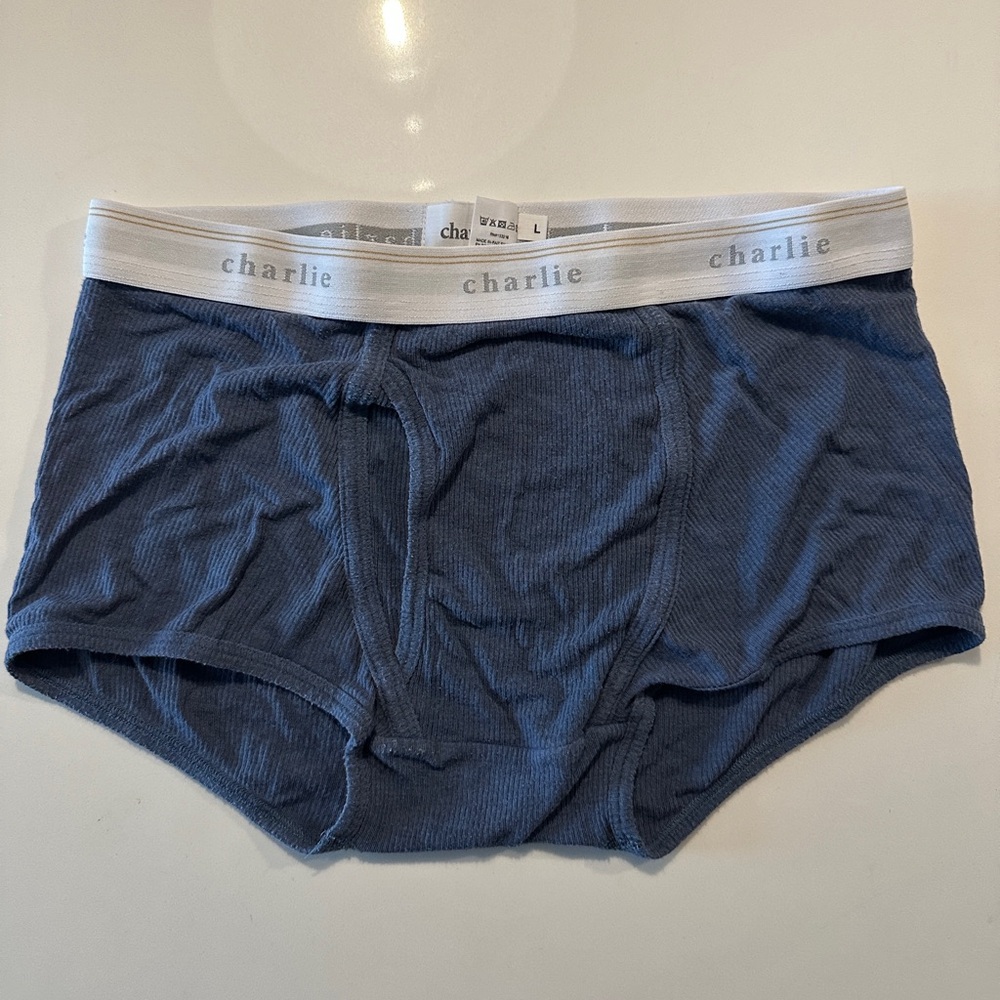 Charlie by MZ men’s trunks - L blue ribbed cotton